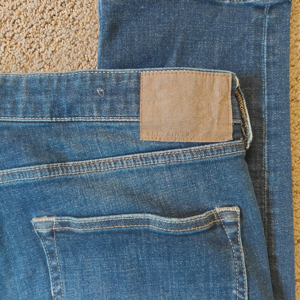 AllSaints Jeans Mens 34 Blue Rex Slim Fit Stretch Denim 5 Pocket Mid Wash ME069W - Picture 8 of 13